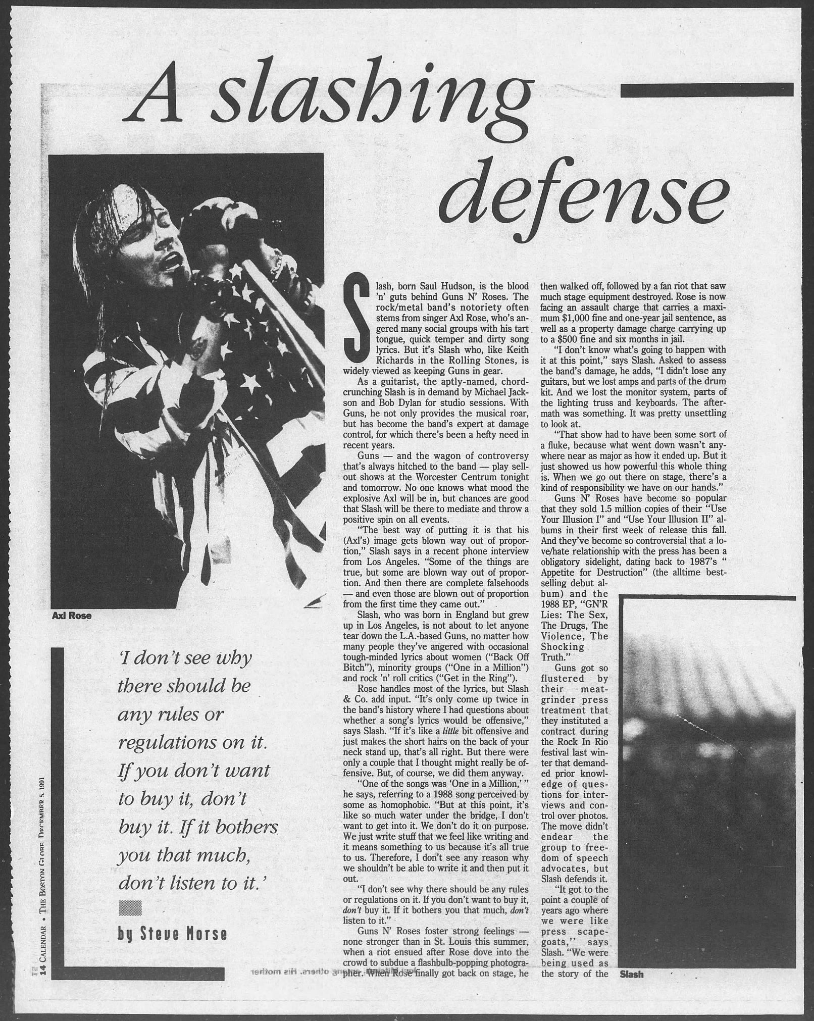 1991.12.05 - The Boston Globe - A Slashing Defense of Guns N' Roses (Slash) AOwJiX4y_o