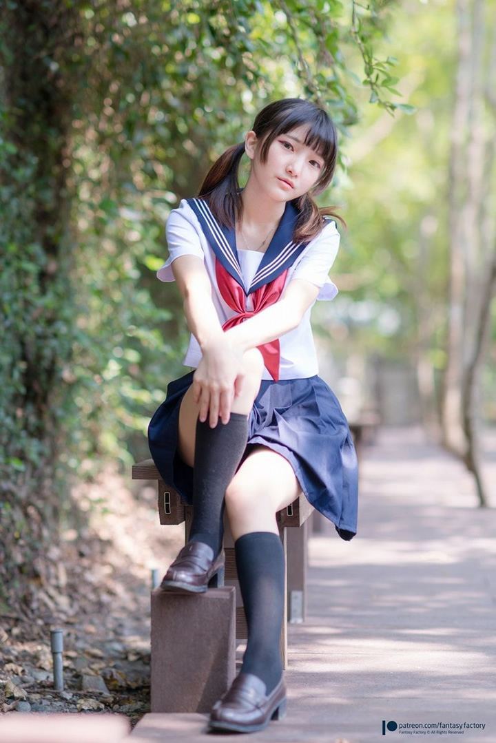 Xiaoding cosplay-green onion campus uniform without holy light set 7