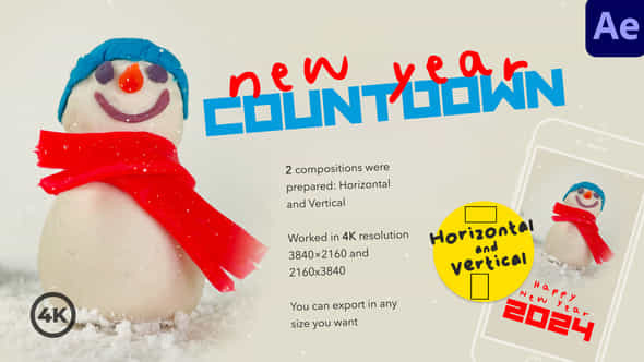 New Year Countdown Snowman - VideoHive 49903425