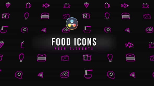 Food Neon Icons - VideoHive 39218720