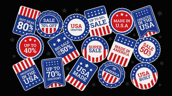 Usa Stickers Animated Overlays - VideoHive 52321703