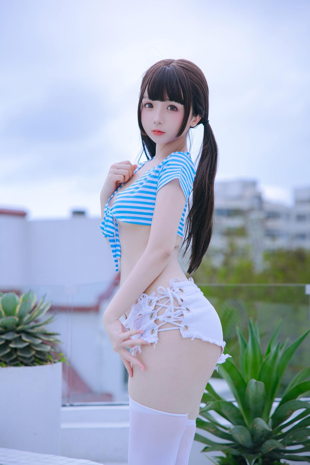 Cosplay Rinaijiao日奈娇 蓝白条 Set.01(12)