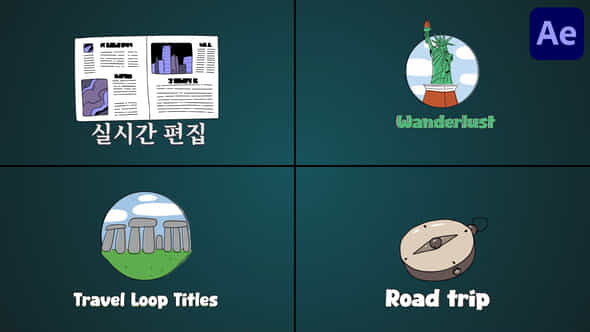 Travel Loop Titles And Icons For After Effects - VideoHive 58437627