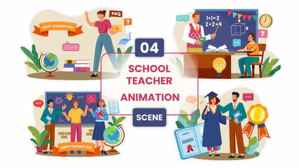 Teachers Day Animation Scene - VideoHive 55806988