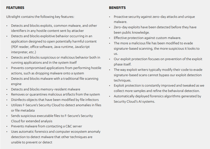 f secure ultralight antivirus