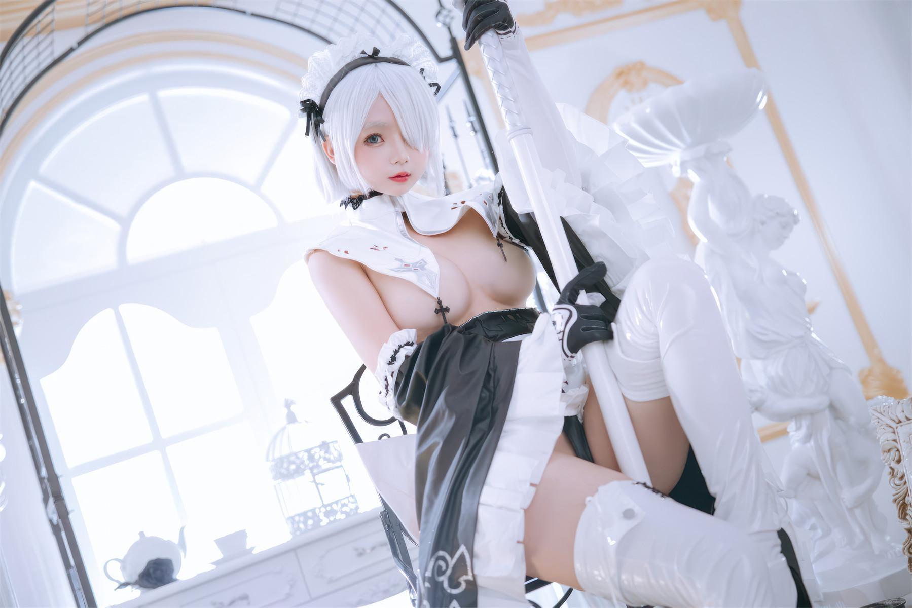 Cosplay Rinaijiao日奈娇 2B奶盖女仆 Set.01(25)