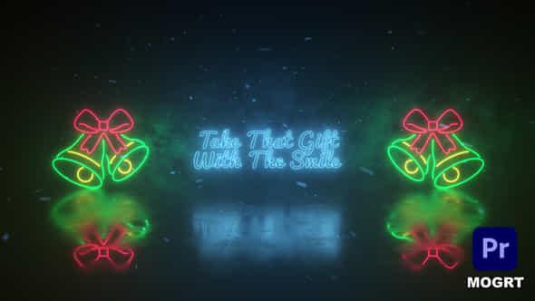 Christmas Neon Lights Wishes Mogrt - VideoHive 49436168