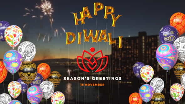 Happy Diwali Balloons Reveal - VideoHive 29198942