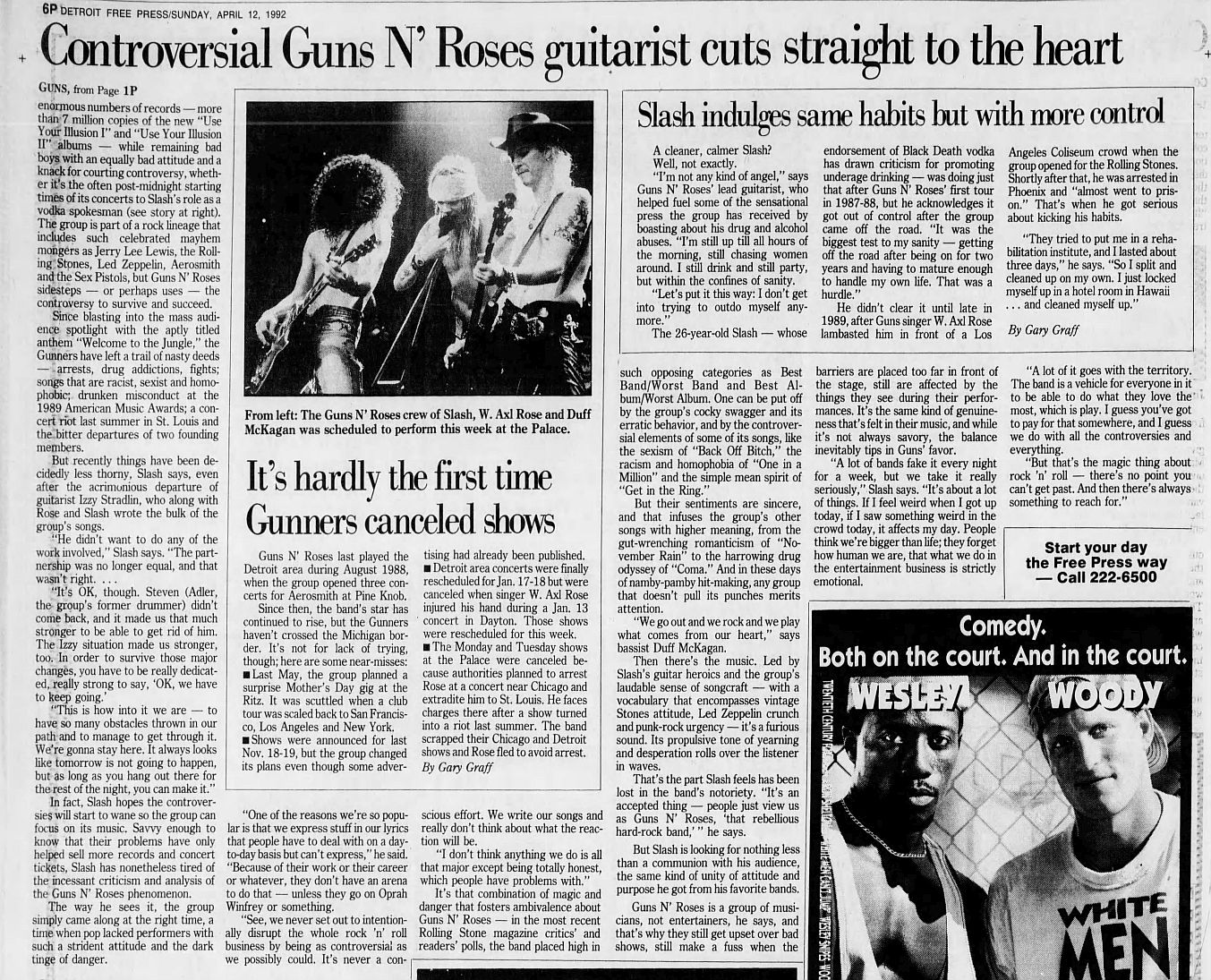 1992.04.12 - Detroit Free Press - Guns N' Roses Guitarist Cuts Right to the Heart (Slash) Sjgv4OMw_o