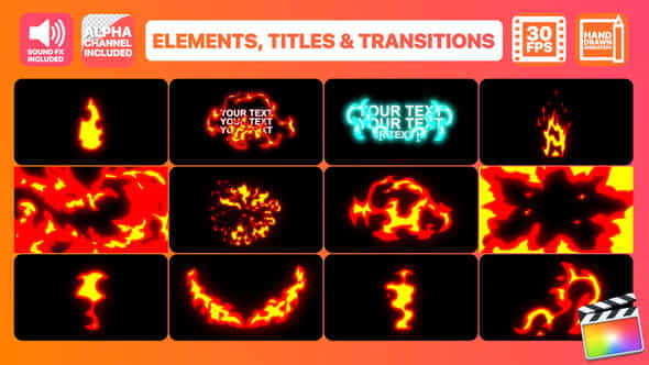 Fire Elements Titles And Transitions - VideoHive 24218365