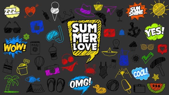 Summer Scribble Icons For Premiere Pro - VideoHive 52412951