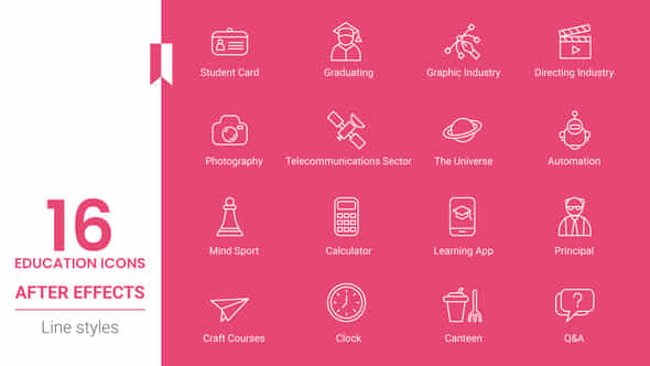 Education Line Icons - VideoHive 44198921