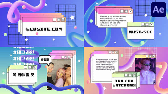 Pop Up Pixel Slides For After Effects - VideoHive 57692299