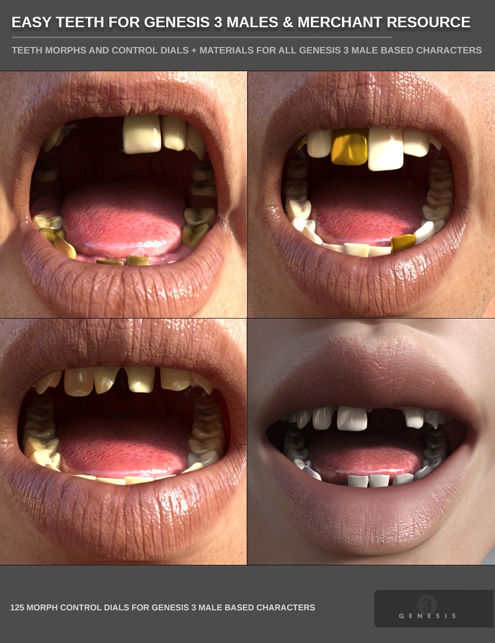 Easy Teeth for Genesis 3 Male(s)