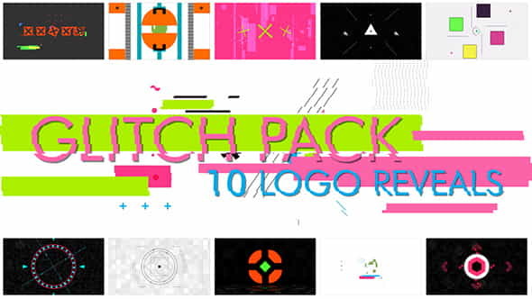 10 Glitch Shapes logos - VideoHive 15688064