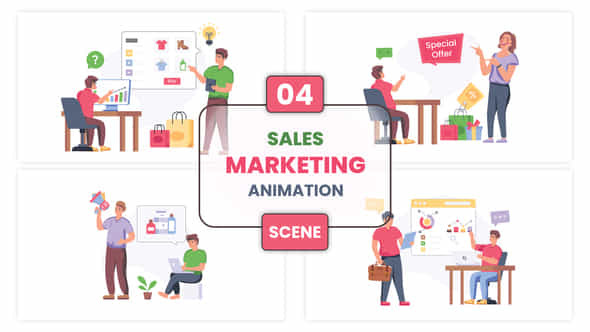 Sales Marketing Illustration Animation Scene - VideoHive 52876779