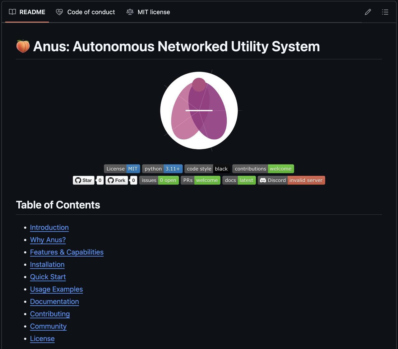 ANUS GitHub README