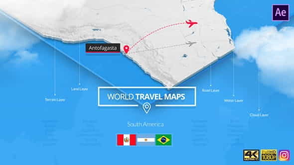 World Travel Maps - South America | Holiday - VideoHive 23214057