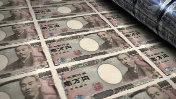 Japanese Yen money banknotes printing - VideoHive 32397671