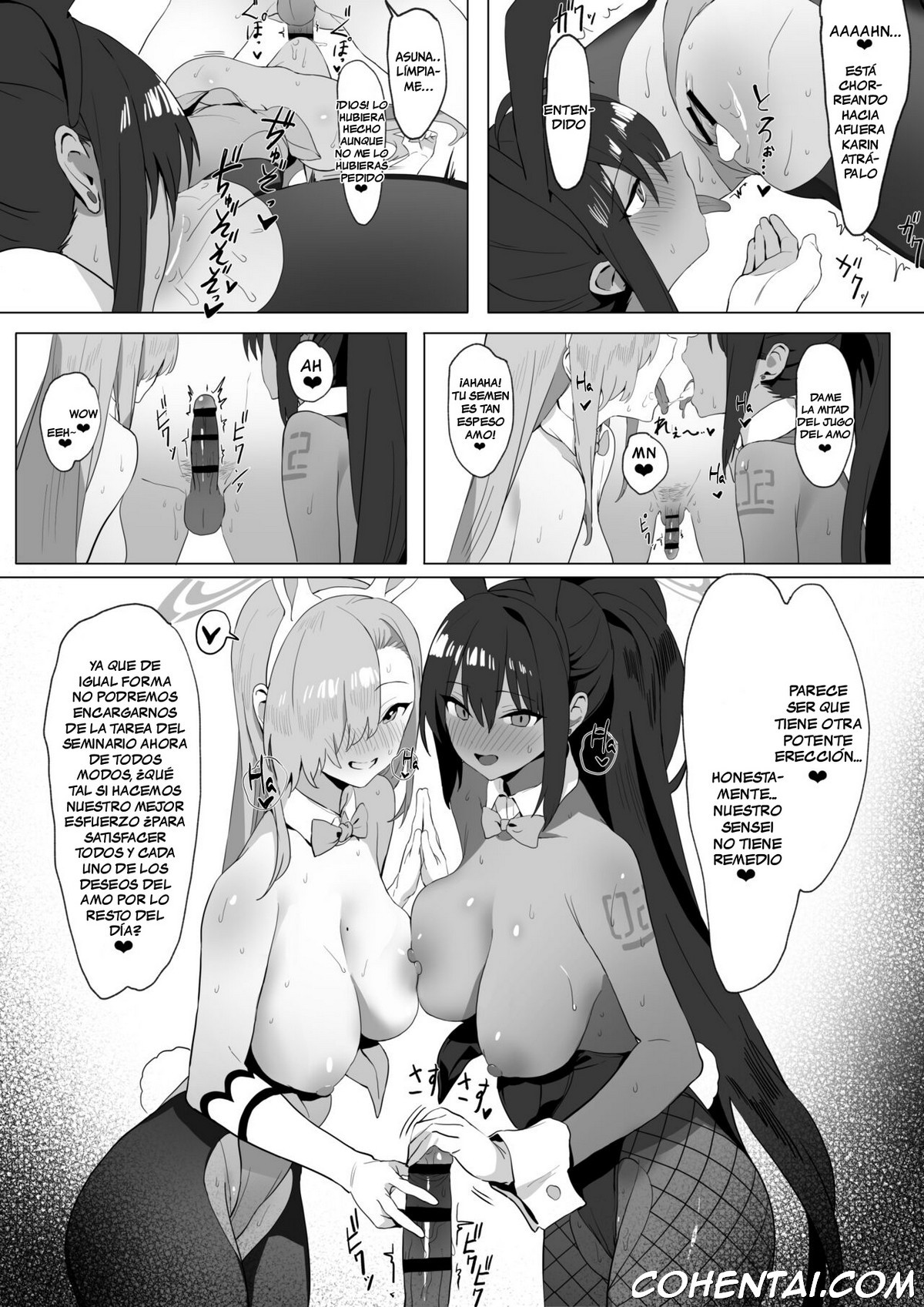 Asuna to Karin no Gohoushi (Blue Archive) xxx comics manga porno doujin hentai español sexo 