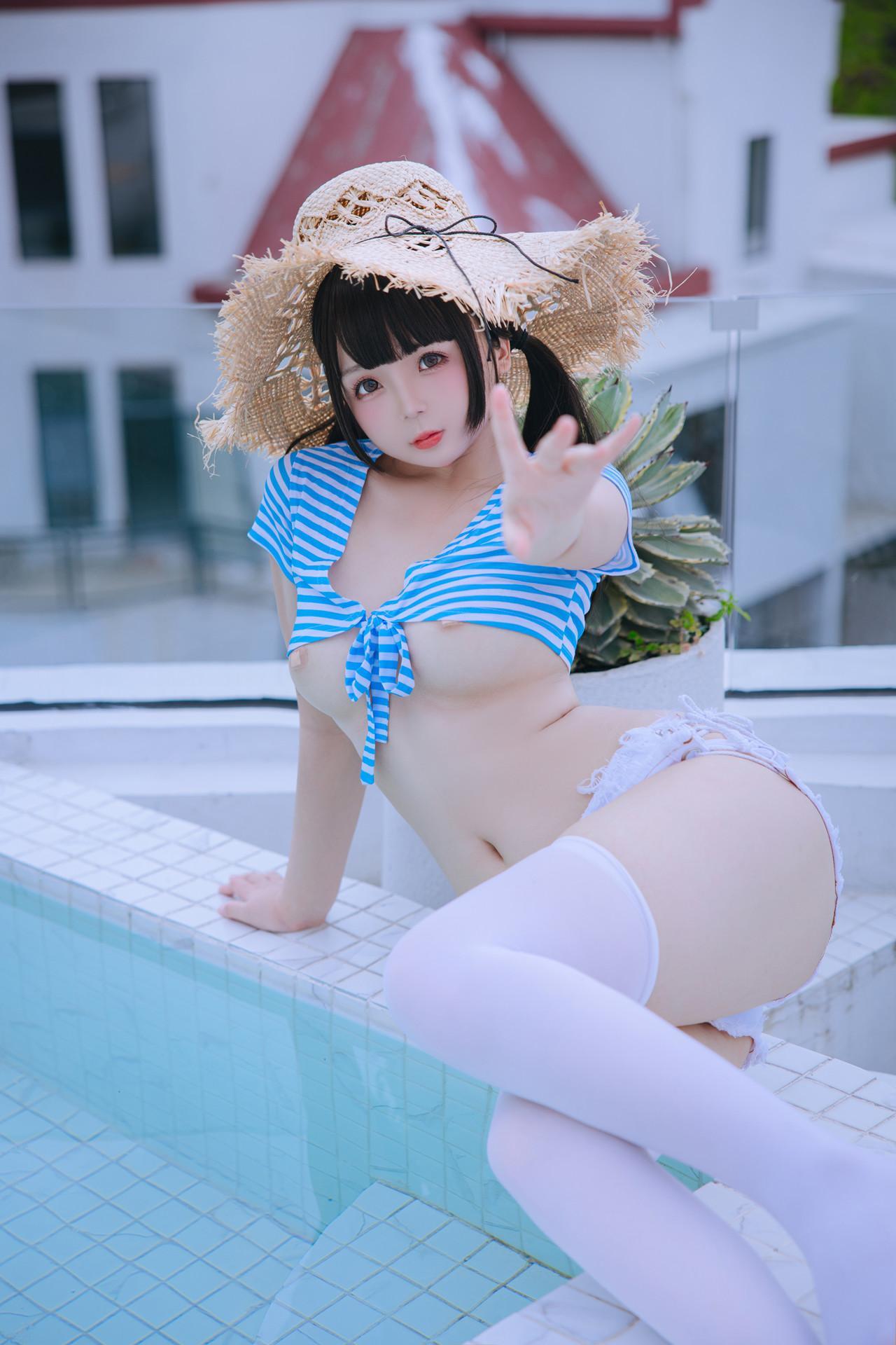 Cosplay Rinaijiao日奈娇 蓝白条 Set.01(7)