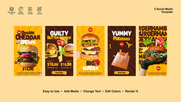 Burger Instagram Stories - VideoHive 54193493