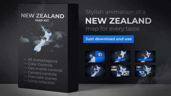 New Zealand Map - Aotearoa - VideoHive 24192708