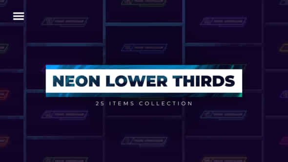 25 Neon Lower Thirds - VideoHive 49025141