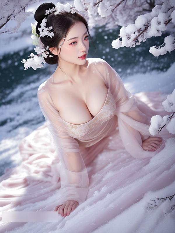 温婉多情的AI古装美女白衣飘飘胜雪(14)