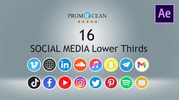 16 Social Media Lower Thirds - VideoHive 36223177