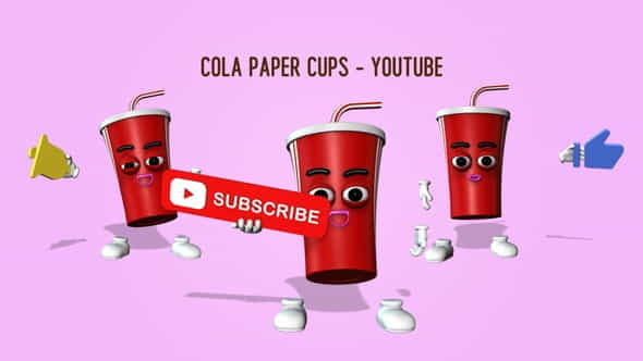 Cola Paper Cups - Youtube - VideoHive 27389917