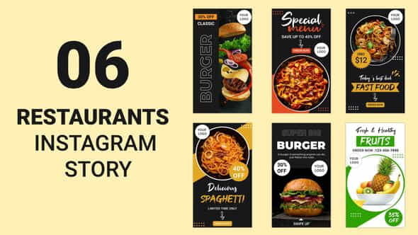 Restaurant Instagram Stories - VideoHive 33210568