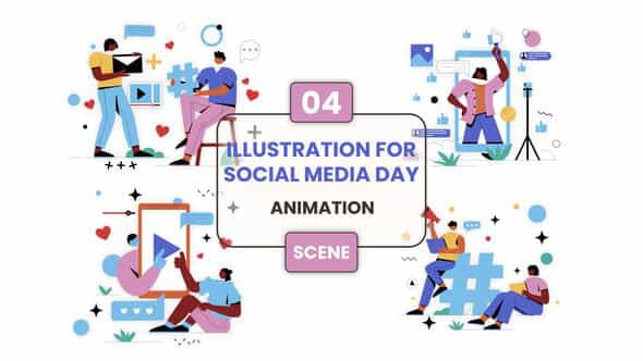 Illustration For Social Media Day Animation Scene - VideoHive 54128649