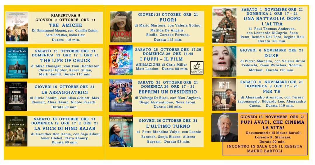 Nuova stagione autunnale per il Cinema Moderno