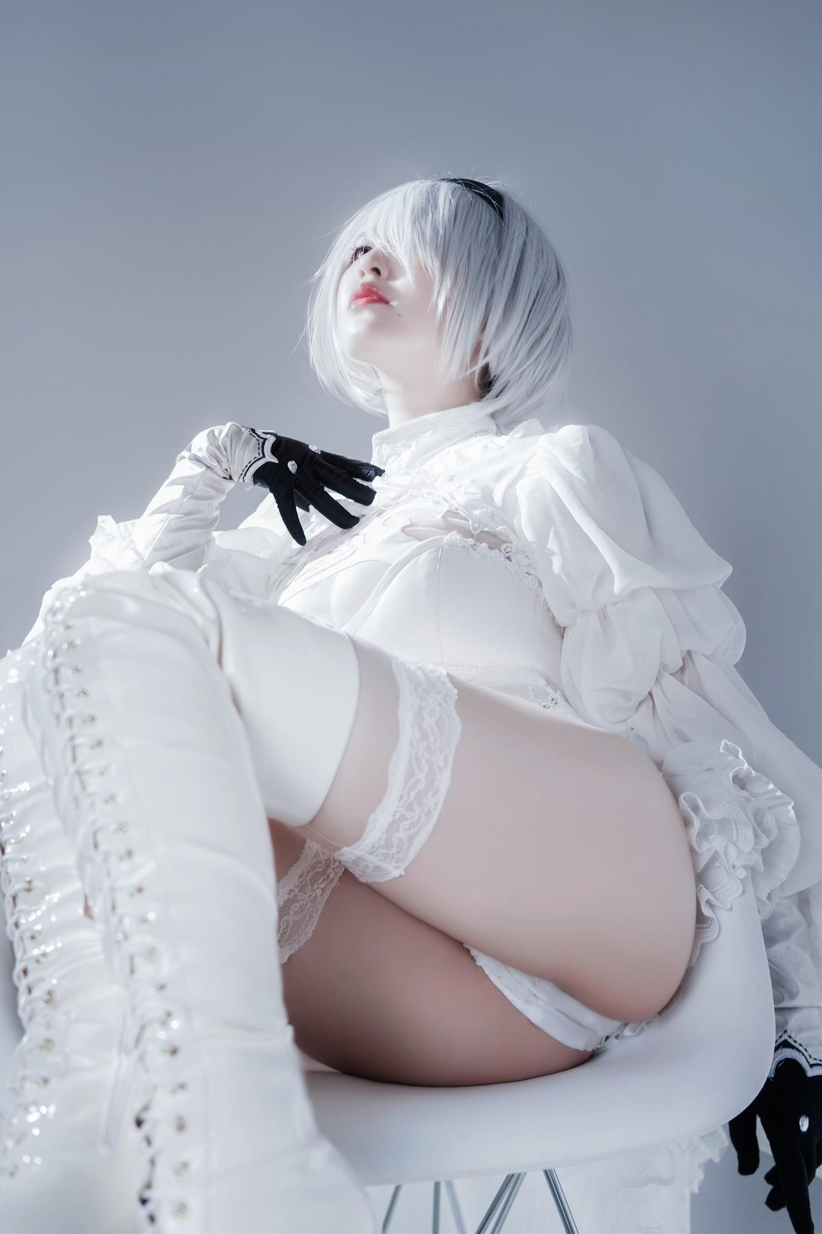 Cosplay 半半子 Automataヨルハ二号B型 白いドレス(21)