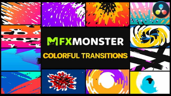 Handy Colorful Transitions | DaVinci - VideoHive 34409863