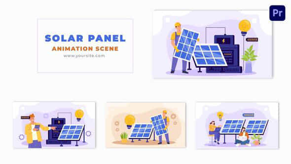 Solar Panel Technician Flat 2D Vector Art Animation Scene - VideoHive 49481058