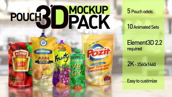Pouch 3D Mockup Pack - VideoHive 26406894