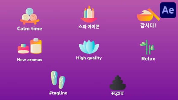 Spa Massage Icons And Titles For After Effects - VideoHive 54098850
