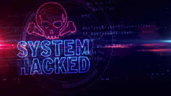 System hacked alert with skull - VideoHive 30636151