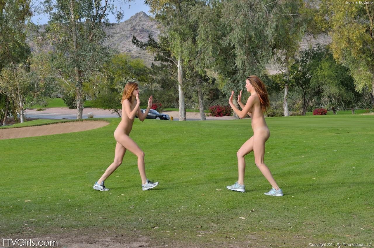 All-natural babes Raylene & Romi pose naked in public & fuck at their place(7)