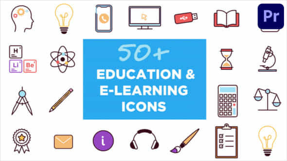 Animated Icons For Education And Elearning For Premiere Pro - VideoHive 50741927