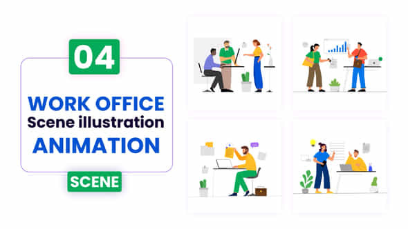 Work Office Illustration Scene Animation - VideoHive 52582097