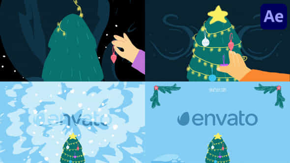 Christmas Tree Decoration Logo For After Effects - VideoHive 49301450