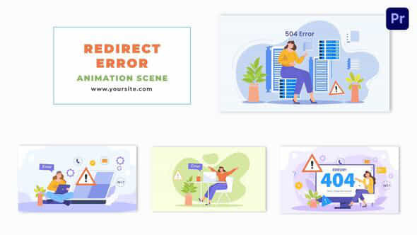 Error Page Redirection Flat Character Animation Scene - VideoHive 48801083