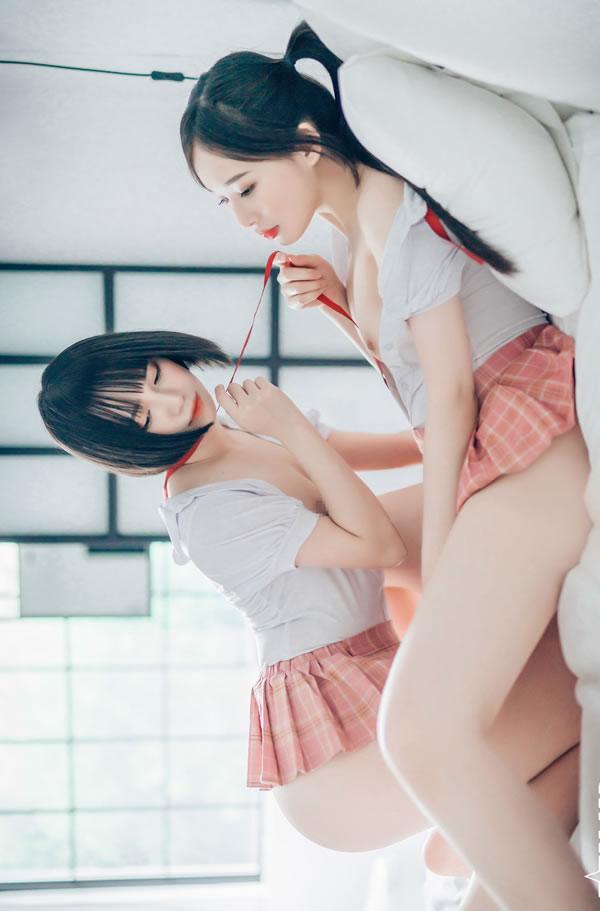 白衣格子JK妹妹婕咪+齐齐百合无圣光图集(13)