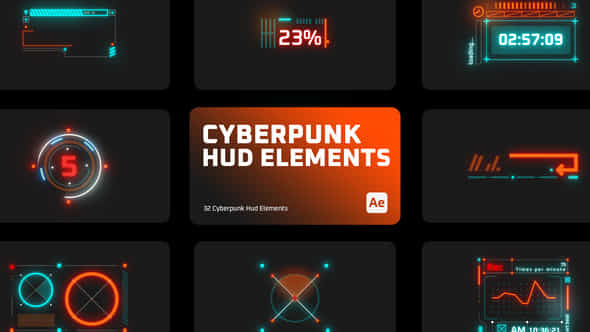 Cyberpunk HUD Elements - VideoHive 43616029
