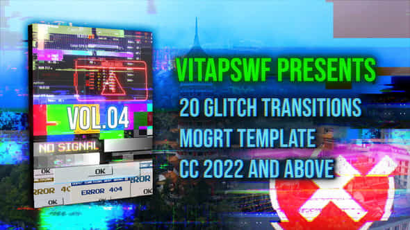 Glitch Transitions Vol 04 Mogrt - VideoHive 48879030
