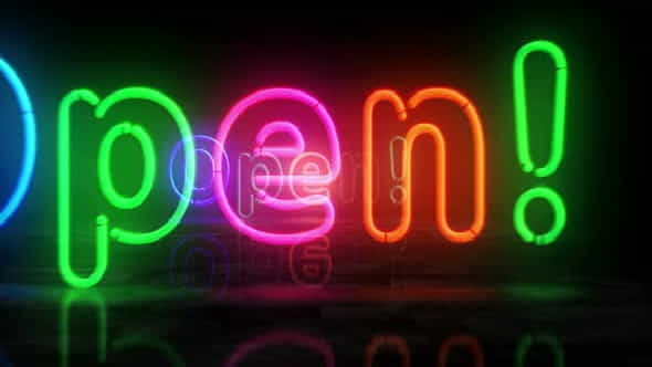 Open neon symbol 3d flight - VideoHive 33082378