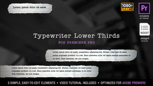 Typewriter Lower Thirds | MOGRT - VideoHive 24907009